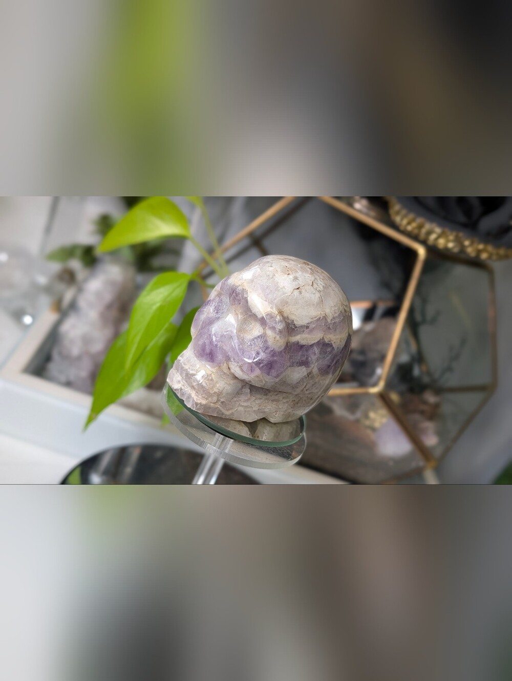 Dogtooth Dream Chevron Amethyst Crystal Skull